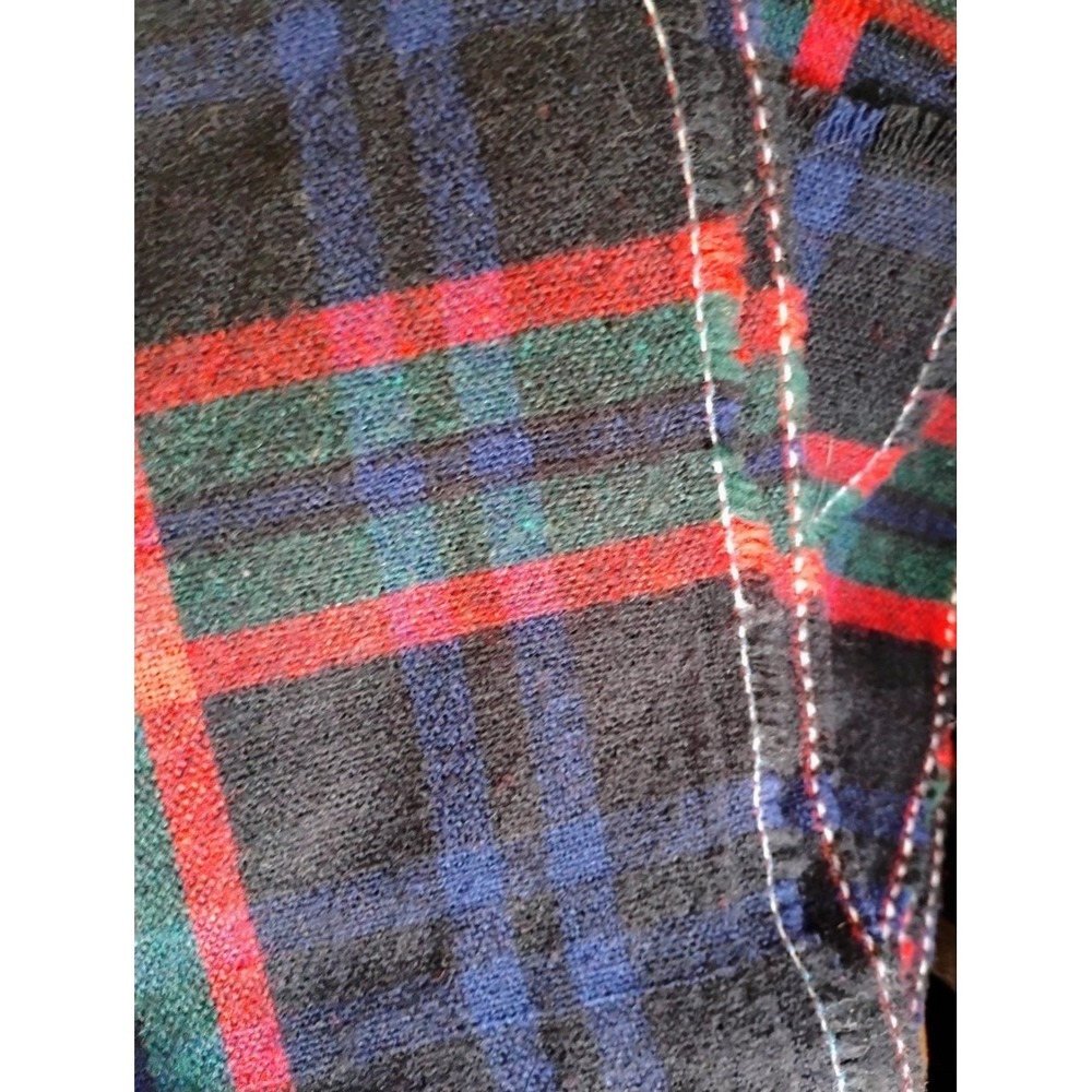Vintage 100% Washable WOOL Fabric  Plaid - NOS 3 YARDS Black Green Red Blue